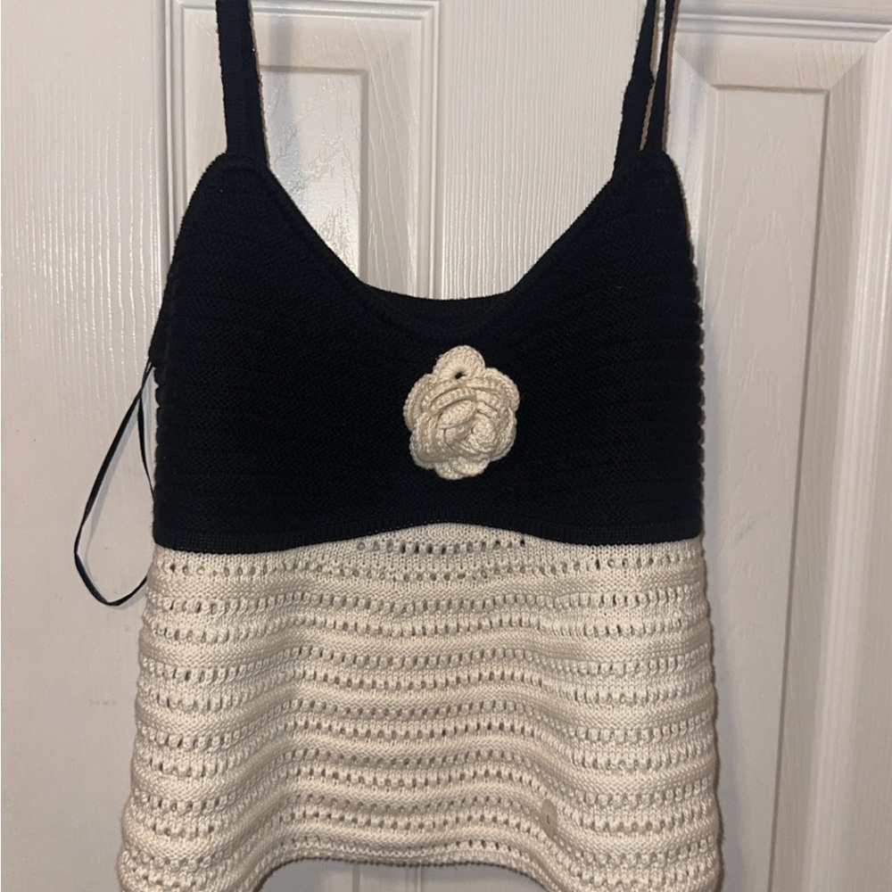 Black and White Crochet Top
